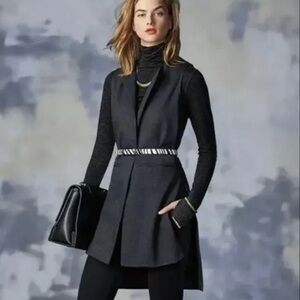 cabi Drafting Vest Charcoal Gray Open Front Long Sleeveless 3178 Size Medium